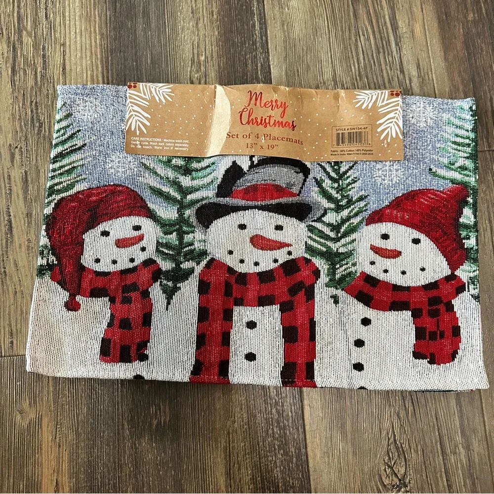 Trio Snowmen tapestry Christmas placemats set of 4 13